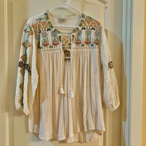 Lucky Brand boho peasant top. 3X